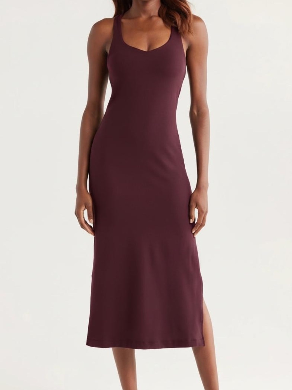 Vuori Halo Racerback Essentials Midi Dress Dark Budgundy Athleisure XS